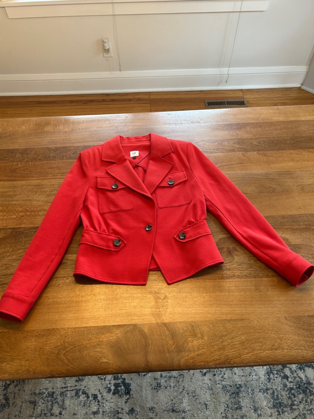 CAbi Bright Red Cropped Blazer with Button Details